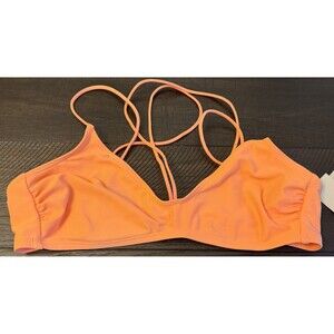 Nwt Womens No Boundaries Neon Orange Bathing Bikini Top Medium 8/10